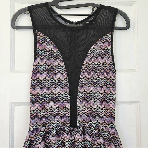 For Love and Lemons Lulu Zig Zag Skater Dress with Mesh Cutouts - Picture 3 of 8